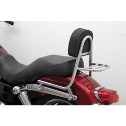 Fehling Sissy Bar with passenger backrest and luggage rack, HD Dyna Switchback (FLD) 2010-, chrome