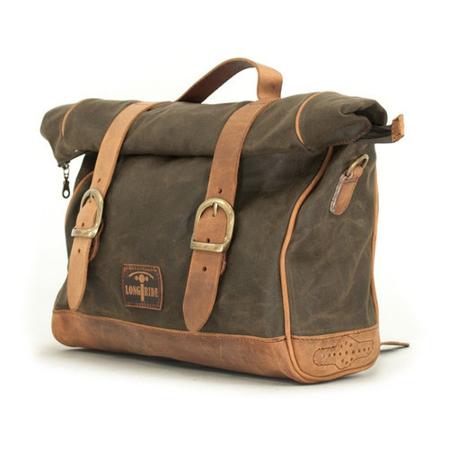 Longride Single Side Saddlebag Waxed Cotton Khaki