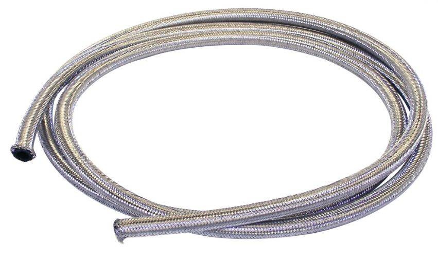 Unique Bargains 15 ft 6AN 3/8 Universal Braided Stainless Steel CPE Oil Fuel Gas Line Hose