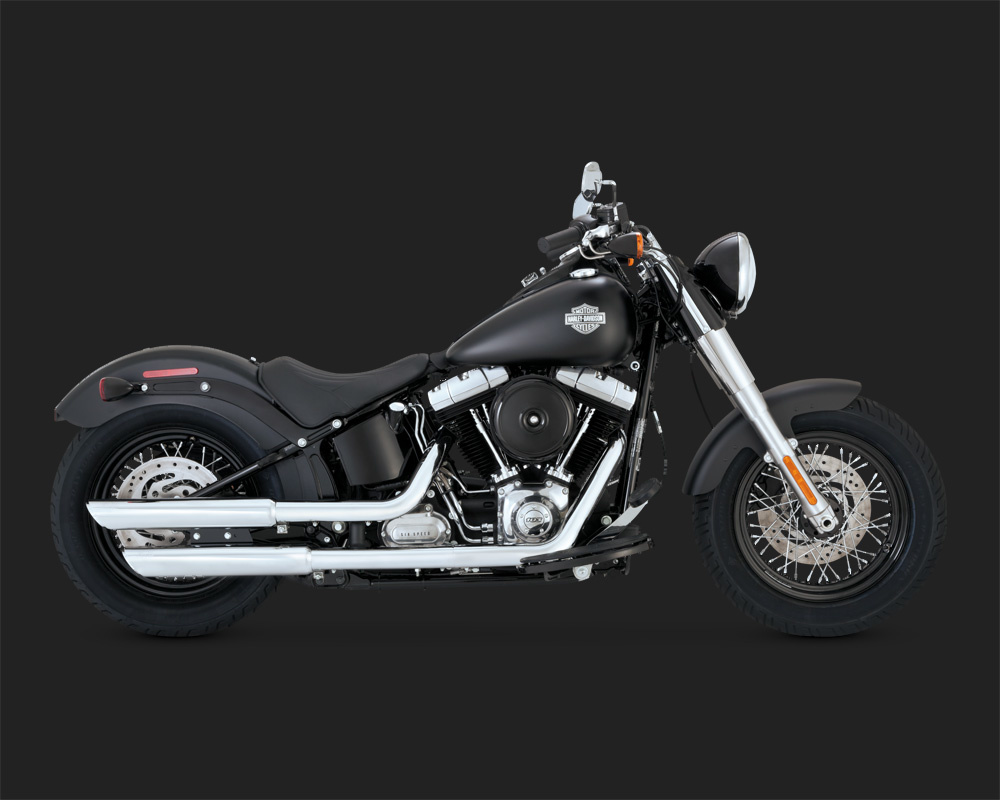 Twin Slash 3'' Slip-ons Chrome for Softail 07-17 - ChopperShop.com