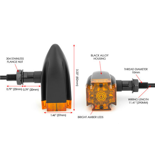 Clignotants LED croix maltaise en aluminium noir