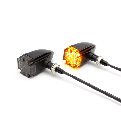 Malteserkreuz Schwarz Aluminium LED Blinker