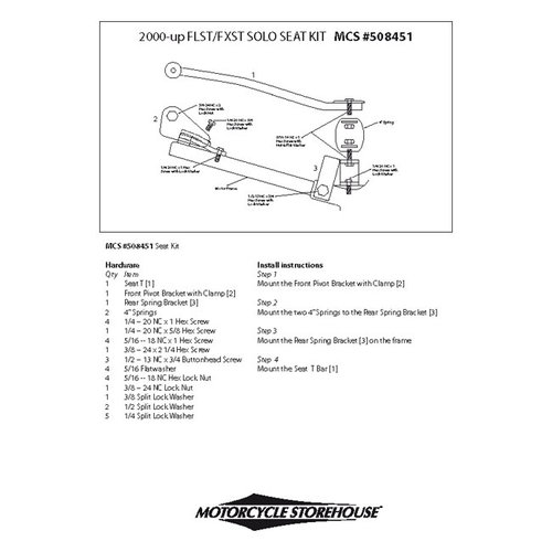 Solositz-Montagesatz für verschiedene Softail-Modelle