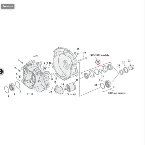 Bearing unit, gear shaft Harley Davidson