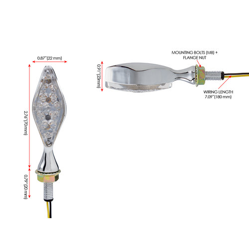 LED Chrome aluminium Knipperlichten (paar)