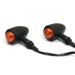 Led Turnsignals "Torpedo" Aluminium Black & Orange