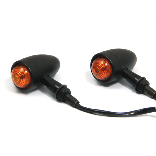 Led Turnsignals "Torpedo" Aluminium Black & Orange