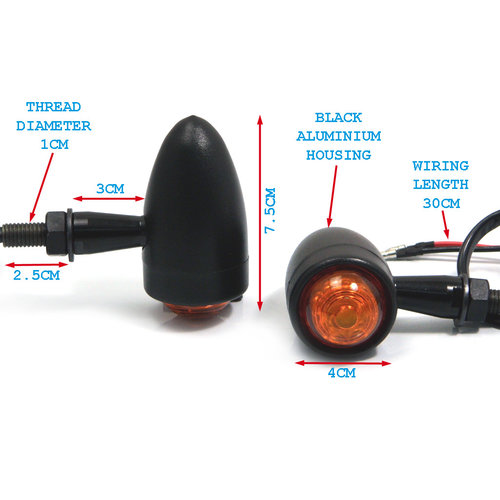 Max Inc Led Clignotants "Torpedo" Aluminium Noir & Orange