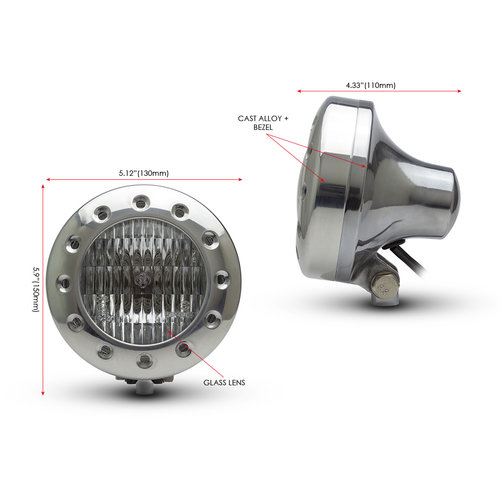 Max Inc Phare de style vintage "percé" de 5 pouces poli