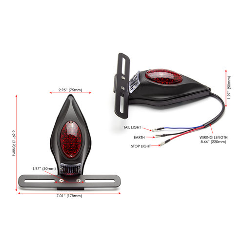 Max Inc Chrome Alloy Tombstone LED Rücklicht stoppen