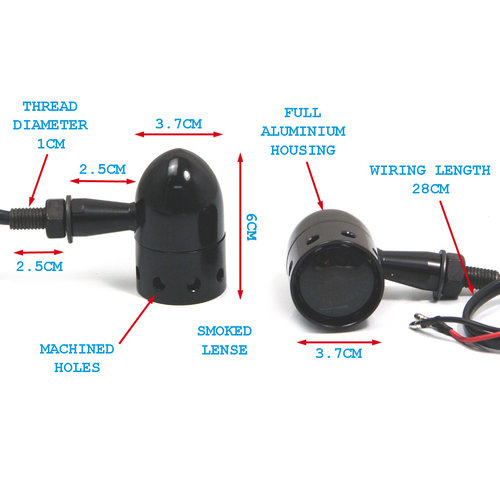 Max Inc Clignotants personnalisés en aluminium "percés" - Lentille fumée