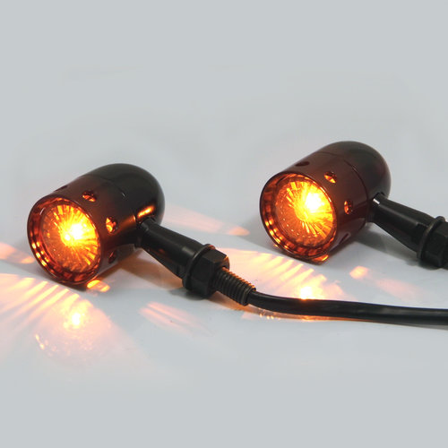 Max Inc "Drilled" Aluminium Custom Turn Signals - Smoke Lens