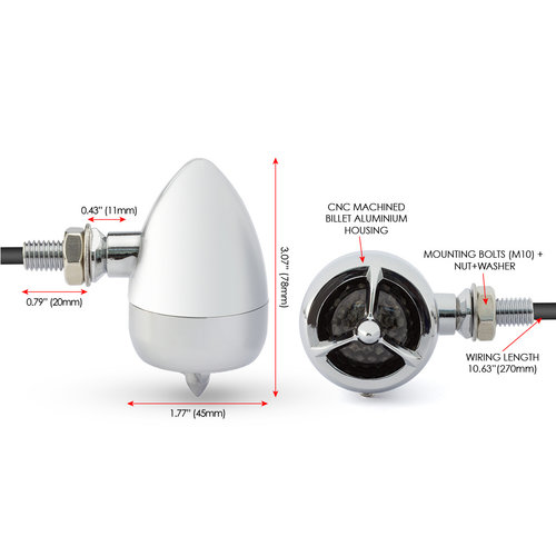 Max Inc "Aviator" Classic Chrome Alumnium Turn Signal Set