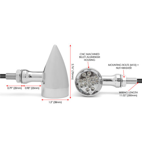 Max Inc "Aviator" Classic Chrome Alumnium Turn Signal Set