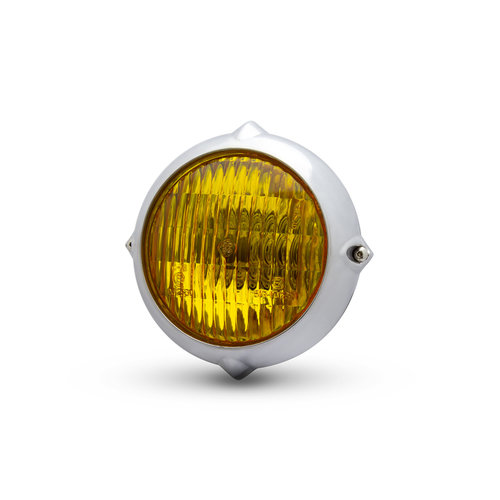 Max Inc 5,5 Zoll polierter Vintage Scheinwerfer Chrom & Gelb