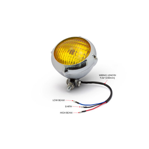 Max Inc Phare vintage poli de 5,5 pouces, chrome et jaune