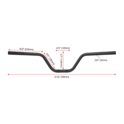 22mm x 700mm Aluminium Ape bars - Black