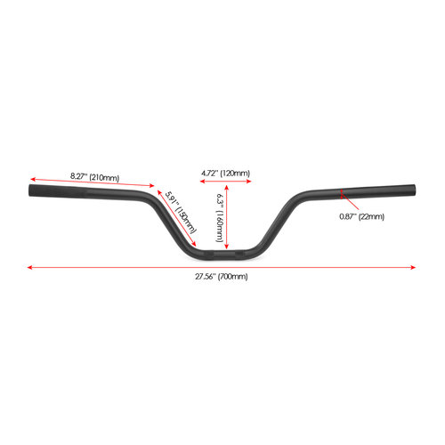 22 mm x 700 mm Aluminium-Affenstangen - Schwarz