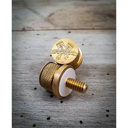 Max Inc Choppershop Seat Knob Zwart/Messing