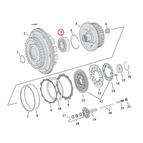 Bearing, Clutch Hub (Double Row) for Harley Davidson