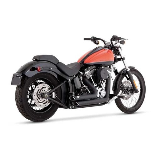 Vance & Hines Shortshots Staggered  Black For Softail 12-17