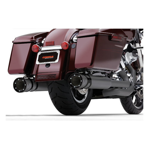 Cobra 4 " Race Pro Slip-On Schalldämpfer Chrom / Schwarz 95-20 FLT / Touring