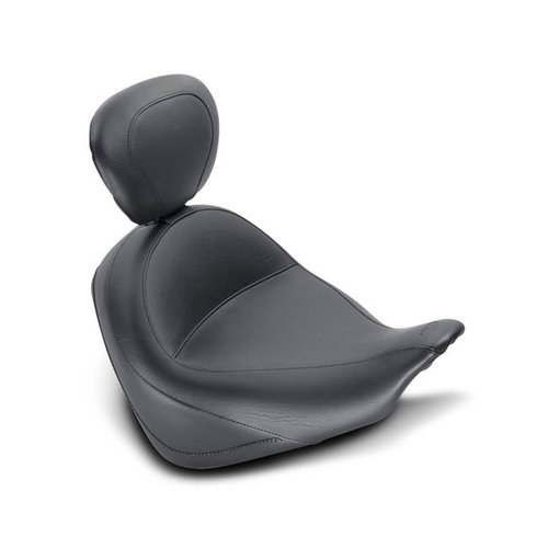 Mustang Wide Touring Solo Seat Plain W/Driver Backrest Black 10-20 VT1300CX