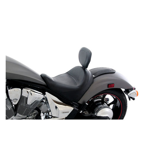 Mustang Wide Touring Solo Seat Plain W/Driver Backrest Black 10-20 VT1300CX
