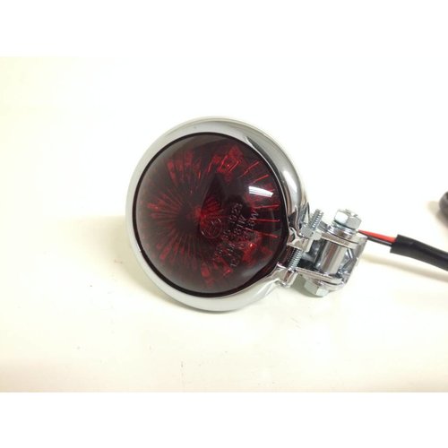 Bates Style LED Red / Chrome Chopper Taillight