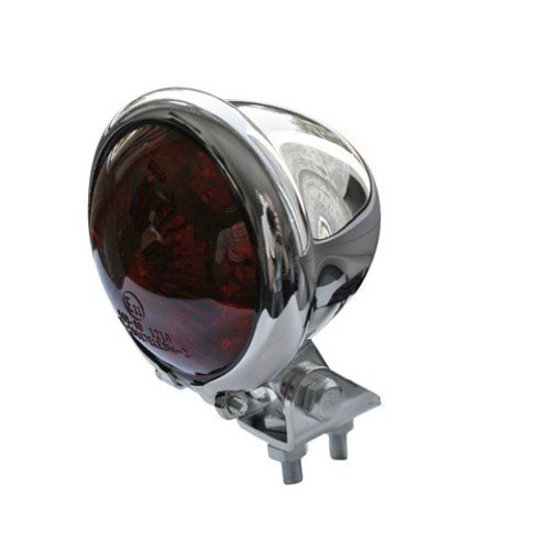 Bates Style LED Red / Chrome Chopper Taillight