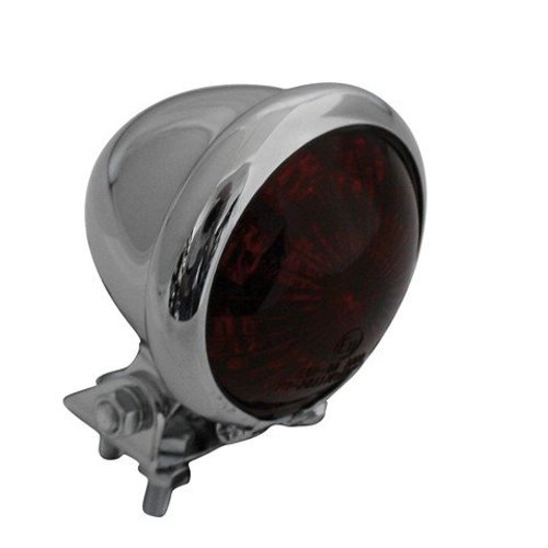 Bates Style LED Red / Chrome Chopper Taillight