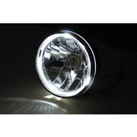 Phare avant 5,75" noir Chopper H4 avec halo et homologation ECE