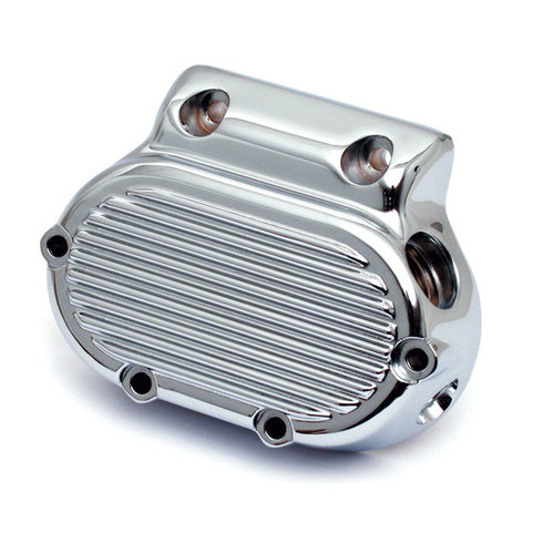 Couvercle d'extrémité de transmission Embrayage à câble nervuré Chrome 87-06 Softail; 87-06 FLT; 91-05 Dyna