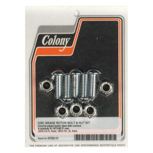 Colony Front/Rear Brake Rotor Bolt & Nut Kit 73-74 FL; 1973 FX, XL; 73-80 FL