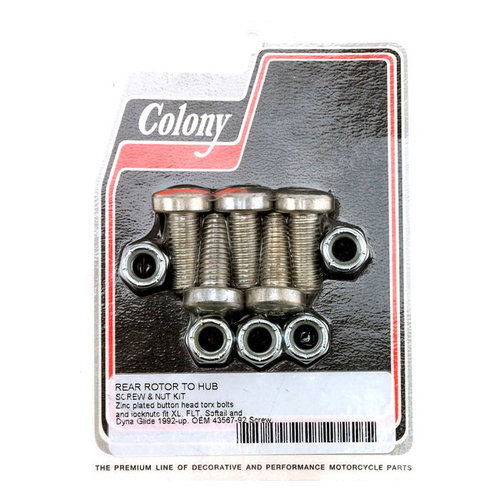 Colony Schrauben- und Mutternsatz für Bremsscheibe hinten Zink Torx 92-20 Softail, Dyna, FLT / Touring, XL