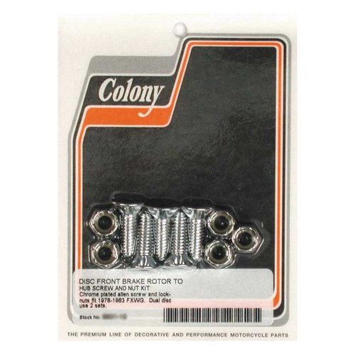 Colony Front Brake Rotor Bolt & Nut Kit Chrome 78-83 FXWG