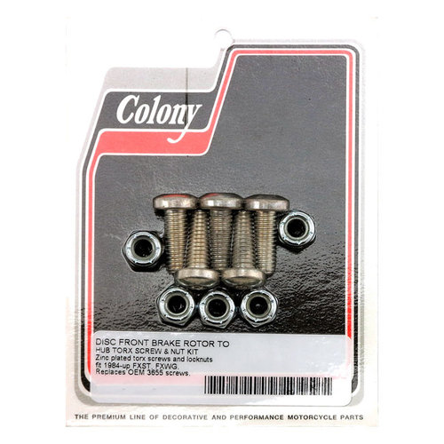 Colony Front Brake Rotor Bolt & Nut Kit Flat Torx Zinc 84-20 B.T., XL