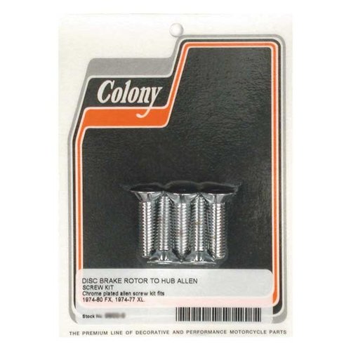 Colony Kit de boulons de rotor de frein avant Chrome Allen 74-80 FX; 74-77 XL