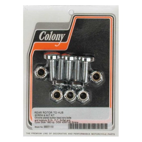 Colony Bout- en Moerset Achter Remschijf Chrome Torx 92-20 Softail, Dyna, FLT / Touring, XL