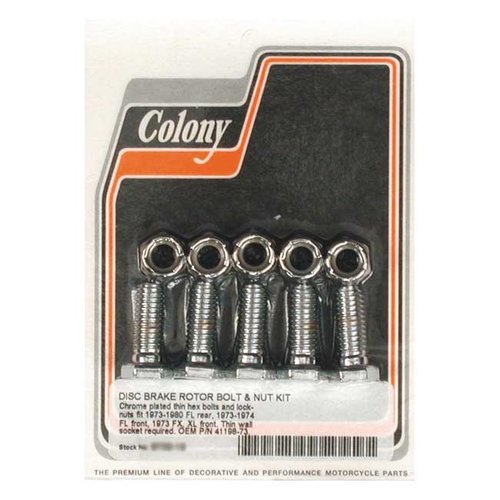 Colony Voor / Achter Remschijf Bout & Moer Kit Chrome Hex