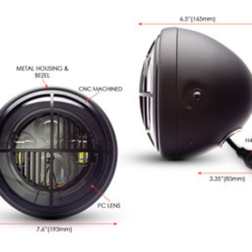 Max Inc 7 "Matzwarte LED-koplamp met meerdere projectoren + Beemer-afdekking