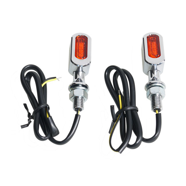 Fastline, Below Bar Led Turn Signal Set. Chrome, Smoke Lens 