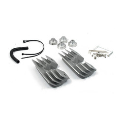 Head Bolt Bridge Cover Set. Gerippt, Silber