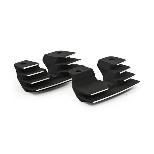 Head Bolt Bridge Cover Set. Gerippt, Schwarz