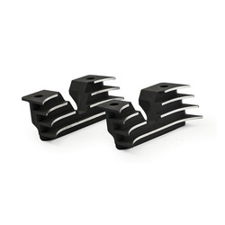 Head Bolt Bridge Cover Set. Gerippt, Schwarz