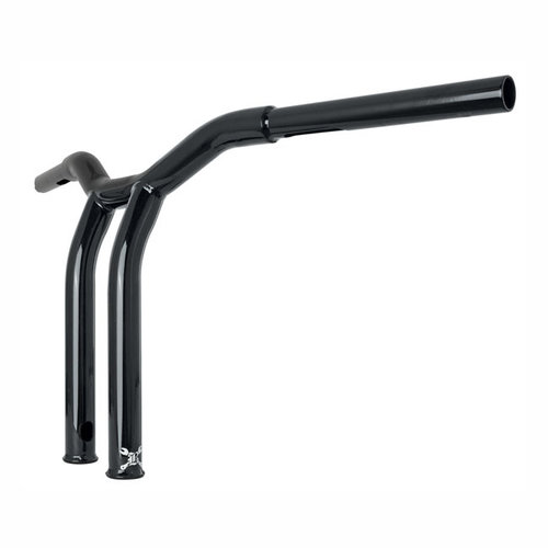 Burly Dominator Raked 1-1/4" T-Bar 12" Rise, Glänzend Schwarz