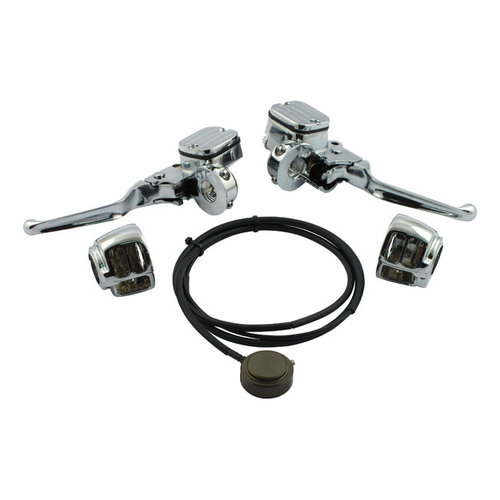 MCS Chrome Handlebar Control Conversion Kit 96-06 Softail 96-05 Dyna