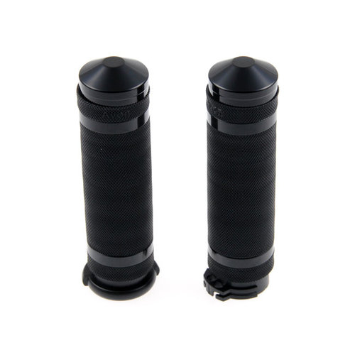 Cult-Werk 25.4mm Grooved Handlebar Grips - Black 96-21 Harley Davidson