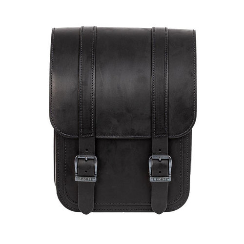 Ledrie Full Leather Swing Arm Bag Left 9 Liter Straight Shaped Black | 18-21 Softail