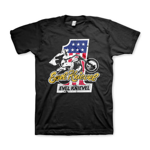 Evel Knievel Nr. 1 T-Shirt - Schwarz
